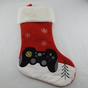 New Christmas Stocking Traditional Look Video Game Controler Embroidered  17"